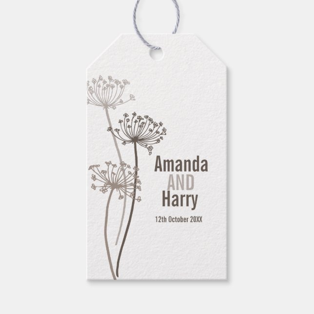 Chervil brown white wedding gift tag (Front)