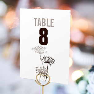 Chervil graphic flower wedding table numbers