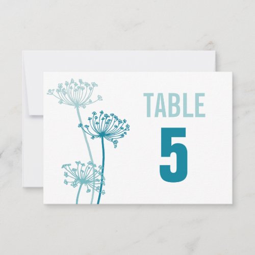 Chervil graphic flower wedding table numbers