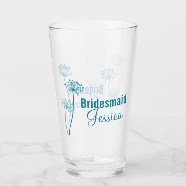 Chervil modern flower graphic wedding favor glass (Back)