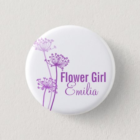 Chervil Modern Flower Purple Wedding Pin / Button