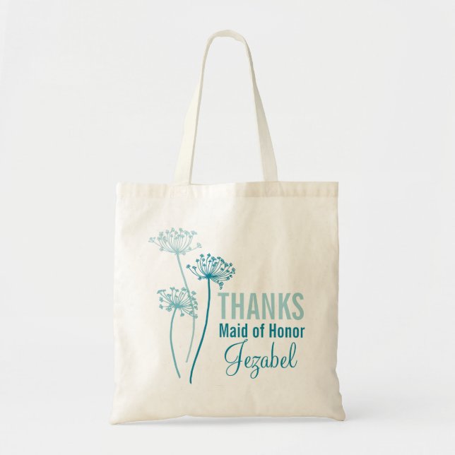 Chervil modern flower teal Maid of Honor bag (Front)