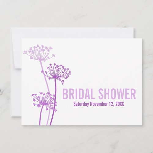 Chervil modern purple bridal shower invitation