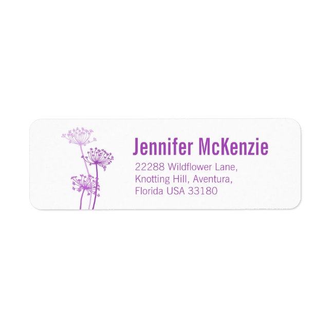 Chervil modern purple wedding slim reply labels (Front)