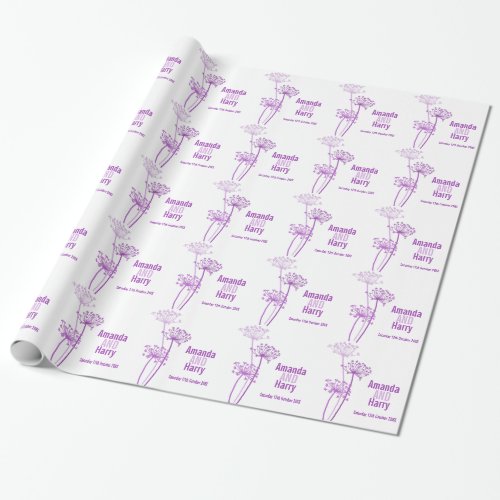 Chervil purple modern wedding names gift paper