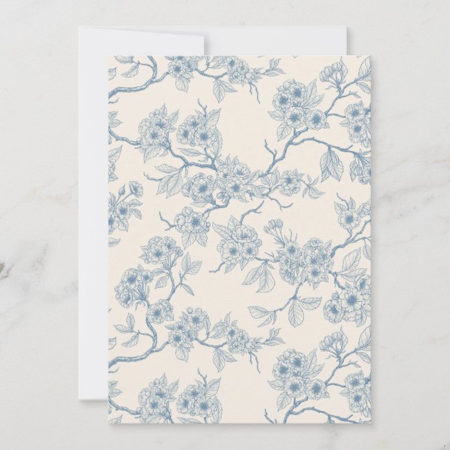 Chery blossom branches in blue and off white (Front)