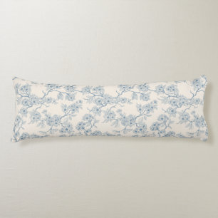Chery blossom branches in blue and off white body pillow