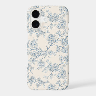Chery blossom branches in blue and off white iPhone 17 case