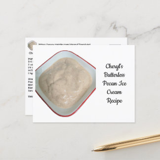 Cheryl's Butterless Pecan Ice Cream Recipe Postcard