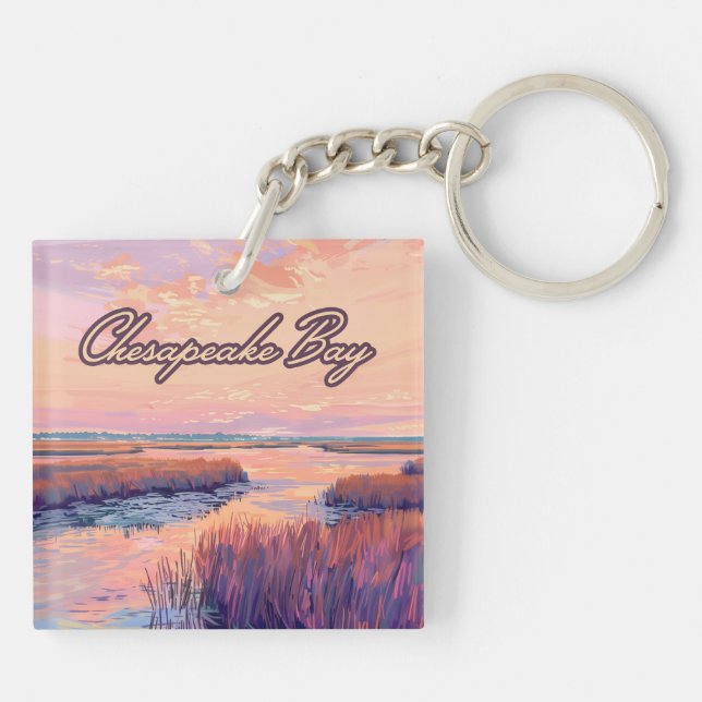 Chesapeake Bay Annapolis Maryland Virginia Sunrise Keychain (Back)