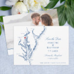 Chesapeake Bay Annapolis MD Navy Blue Wedding Save The Date<br><div class="desc">This elegant Chesapeake Bay Map Save the Date with Photo back is perfect for your beautiful coastal wedding in Annapolis, Maryland - or anywhere in Chesapeake Bay! You can move the heart over the town you're getting married in, and you can change the heart color too! Best of all, personalize...</div>