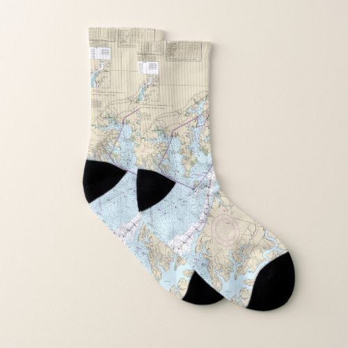 Chesapeake Bay Authentic Nautical Chart Socks