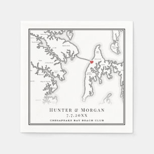 Chesapeake Bay Beach Club Black White Wedding Napkins