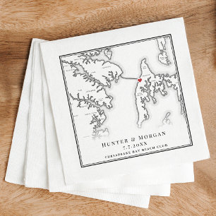 Chesapeake Bay Beach Club Black White Wedding Napkins