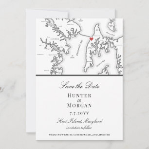 Chesapeake Bay Beach Club Elegant Black White Save The Date