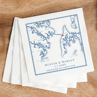 Chesapeake Bay Beach Club Navy Blue Wedding Napkins
