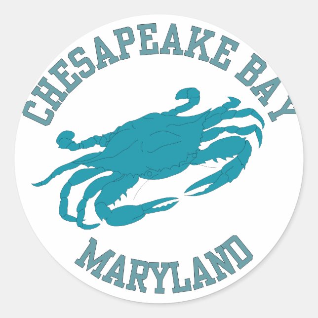 Chesapeake Bay  Blue Crab Classic Round Sticker (Front)