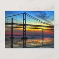 Chesapeake Bay Bridge Icy Sunset Silhouette