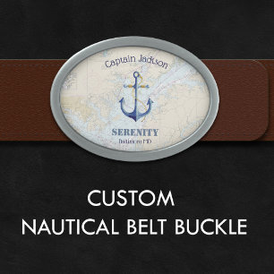 Chesapeake Bay Captain Name, Boat, Home Port Belt Buckle