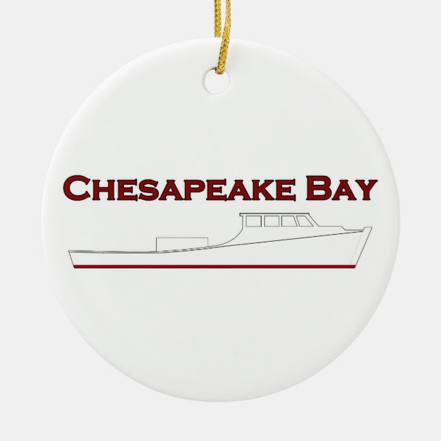 Chesapeake Bay Deadrise Workboat Ceramic Ornament (Front)