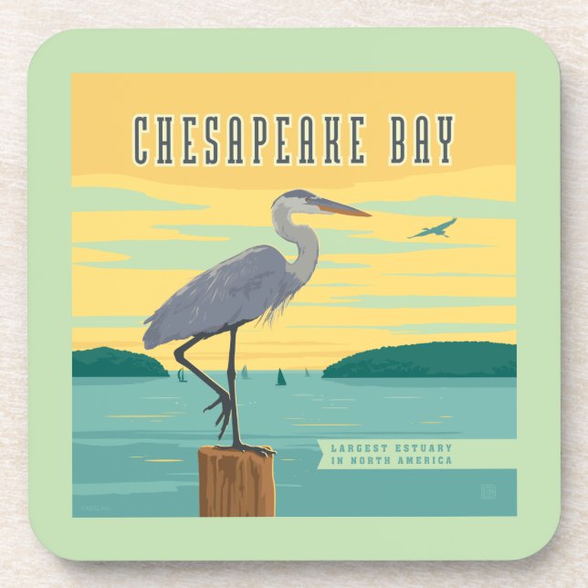 Chesapeake Bay Largest Estuary In North America Beverage Coaster (Front)