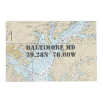 Chesapeake Bay Latitude Longitude Nautical Chart Placemat