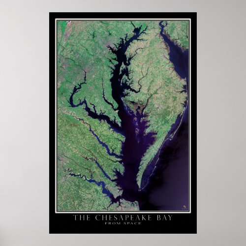 Chesapeake Bay Maryland _ Virginia Satellite Map Poster