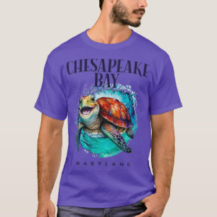 Chesapeake Bay Maryland Watercolor Happy Sea Turtl T-Shirt