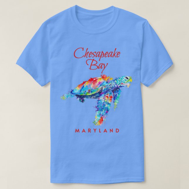 Chesapeake Bay Maryland Watercolor Sea Turtle1 T-Shirt (Design Front)