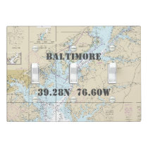 Chesapeake Bay Nautical Chart Latitude Longitude Light Switch Cover