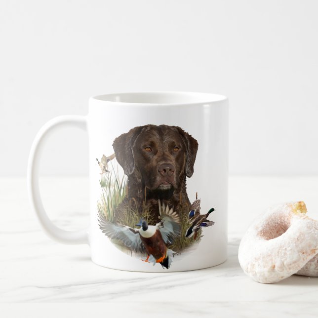 Chesapeake Bay Retriever, Art  Coffee Mug (With Donut)