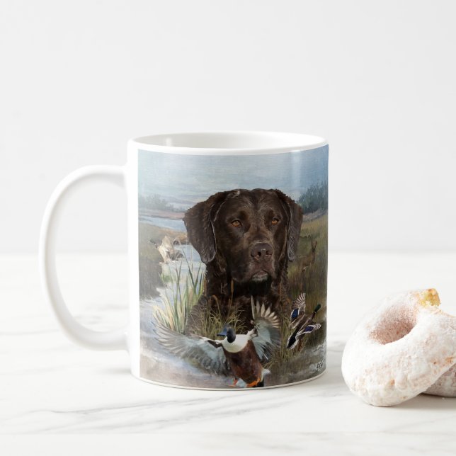 Chesapeake Bay Retriever, Art  Coffee Mug (With Donut)