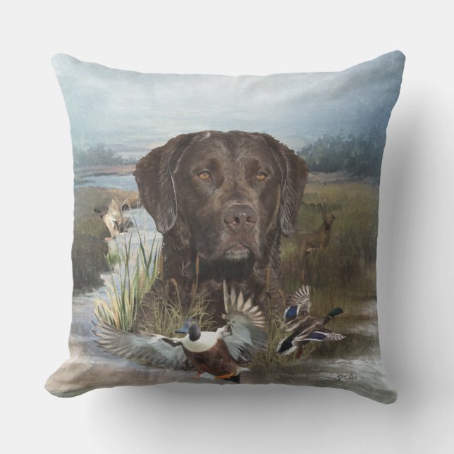 Chesapeake Bay Retriever, Art  Outdoor Pillow (Front)
