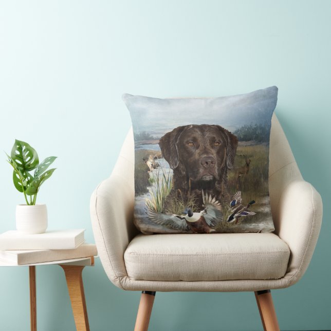 Chesapeake Bay Retriever, Art  Throw Pillow (Chair)