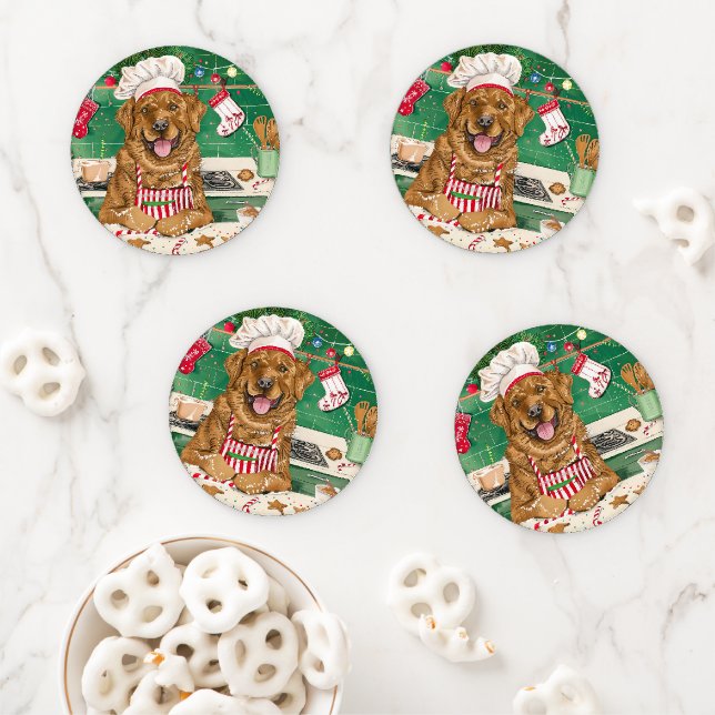 Chesapeake Bay Retriever Baking: Festive Christmas Coaster Set (In Situ)