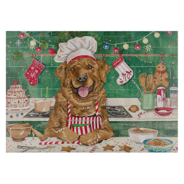 Chesapeake Bay Retriever Baking: Festive Christmas Cutting Board (Front)