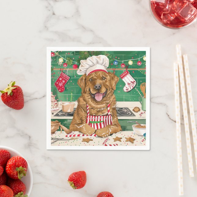 Chesapeake Bay Retriever Baking: Festive Christmas Napkins (Insitu)