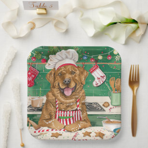 Chesapeake Bay Retriever Baking: Festive Christmas Paper Plates