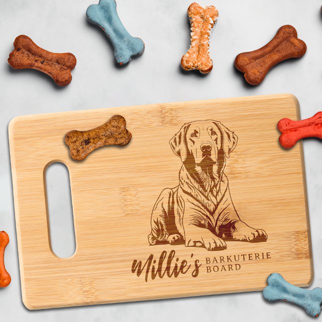 Chesapeake Bay Retriever Barkuterie Dog Treat Wood Engraved Cutting Board (Chesapeake Bay Retriever Dog Cutting Board Barkuterie Personalized Dog's Name, Mom Dad Owner Gift)