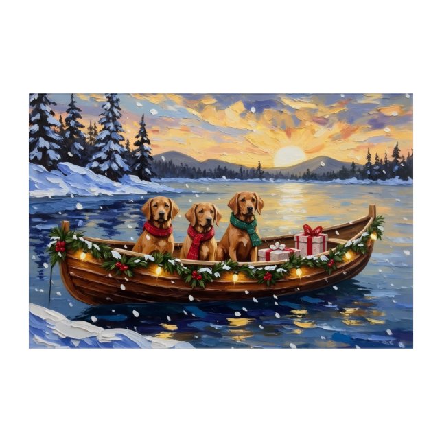 Chesapeake Bay Retriever Christmas Boat Holiday Acrylic Print (Front)