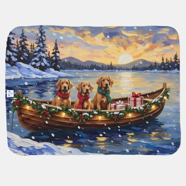Chesapeake Bay Retriever Christmas Boat Holiday Baby Blanket (Back Horizontal)