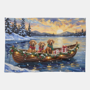 Chesapeake Bay Retriever Christmas Boat Holiday Kitchen Towel