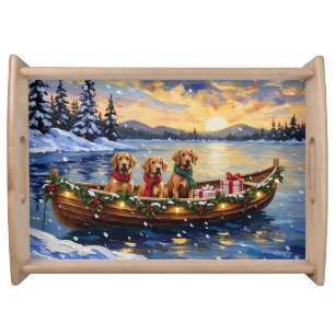 Chesapeake Bay Retriever Christmas Boat Holiday Serving Tray