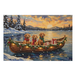 Chesapeake Bay Retriever Christmas Boat Holiday Wood Wall Art