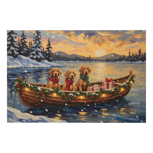 Chesapeake Bay Retriever Christmas Boat Holiday Wood Wall Art (Front)