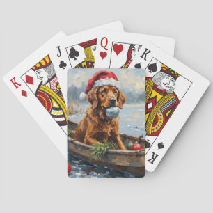 Chesapeake Bay Retriever Christmas Hunting Boat Poker Cards
