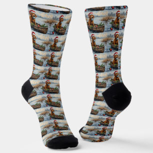Chesapeake Bay Retriever Christmas Hunting Boat Socks