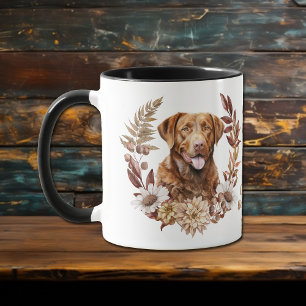 Chesapeake Bay Retriever Dog Autumn Wreath Mug