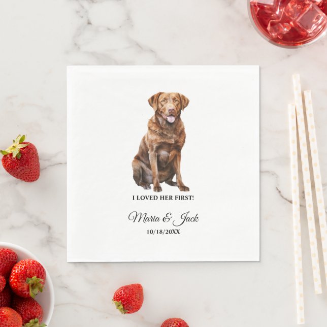 Chesapeake Bay Retriever Dog I Loved Her First  Napkins (Insitu)