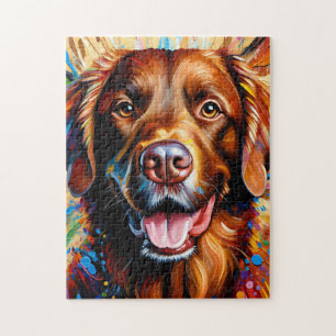 Chesapeake Bay Retriever Dog Portrait Acrylic Art Jigsaw Puzzle